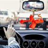 Present Orange Flying Lord Hanuman Idol Car Hanging Ornament, Pack of Two