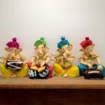 - Lord Ganesha Musical Statue Playing Flute Tabla Dholak Harmonium Figurines of Ganesh Vinayak Idol Decorative Showpiece Home & Temple