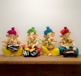 - Lord Ganesha Musical Statue Playing Flute Tabla Dholak Harmonium Figurines of Ganesh Vinayak Idol Decorative Showpiece Home & Temple