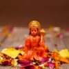 Hanuman Ji Murti Blessing with GSitting Lord Balaji Bajrangbali Sankat Mochan Bhagwan Idol for Temple Car Dashboard Home Decor Statue Gifts (Orange)