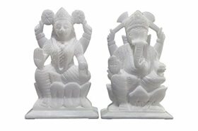 7" (Big Size) - Ganesh Laxmi Idol - Marble Pooja Puja Lord Ganesh Ganpati Ganesha Laxmi Lakshmi Idol, Statue, Murti