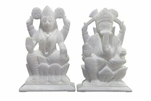 7" (Big Size) - Ganesh Laxmi Idol - Marble Pooja Puja Lord Ganesh Ganpati Ganesha Laxmi Lakshmi Idol, Statue, Murti