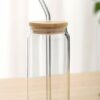 SKDBPM Ice Juice Drinks Glass Can Mug with Straw for Milk/Coffee/Green Tea Cup Set of 1-510ml Transparent Can Shape Cup (Pack of 1) (Wooden LID CAN)