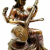 Saraswati Idol, Goddess of Knowledge, Music & Arts, Bronze Finish Statue for Home Temple