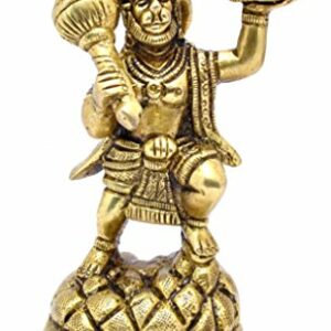 Brass Mahabali Hanuman with Sanjeevani Parvat Idol