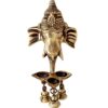 Ganesh Deepak with Bell Brass Wall Hanging (11 cm x 8 cm x 24 cm, Brown)