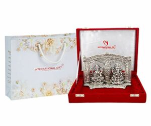 Silver Plated Laxmi Ganesh Murti with Velvet Box Packing (16 Cm, Silver)