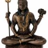 Mini 3.25 Lord Shiva in Lotus Pose Bronze Powder Mixed with Resin figurine - Bronze Finish with Color Accents