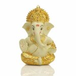 Ganesha Idol for Car Dashboard Gold Plated Terracotta Figurine Home Decor