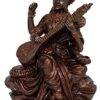 Saraswathi Idol, Goddess of Knowledge, Music & Arts, Bronze Finish Statue for Home Temple, 3 Inches