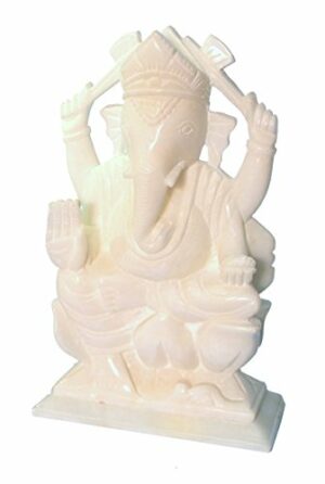 Marble Ganesh Ganesha Statue Murti Idol (5" Left Trunk), White, Pack of 1