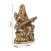 Brass Saraswati with Veena Sitting on Lotus Showpiece Figurines | Saraswati Playing Sitar | Devi Siddhi Idol for Puja Size - 6In