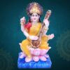 Goddess Maa Saraswati Idol, Saraswati Studydevi Murti Figurine Religious Pooja Gift Items and Murti for Mandir/Temple/Home/Office (Yellow Color) (HXWXL-18CMX10CMX08CM)(Resin)