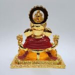Gold Plated Ganesh Idol for Car Dashboard, Office Desk & Home, Ceramic, 6 inches