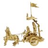Arjun Chariot with Krishna & Hanuman Idol - Solid Brass Metal Showpiece