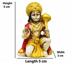 Lord Hanuman Idol in Marble Material | Grey Antique Color | Suitable for car Dashboard | Home Decor | Home or Office Temple puja | Diwali pujan | Gifting Purpose