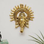 Metal Ganesha Statue, Ganpati Wall Hanging Sculpture, Lord Ganesh Idol, Feng Shui Wall Decor