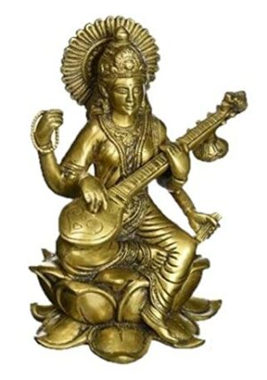 Astadhatu- Brass Shree Maa Saraswati Idol (3 Inch Height)