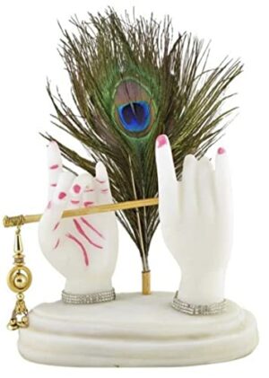Home Decoration Krishna Hand Statue Showpiece Radha Krishna Murti Krishna Statue Love Couple Statue Gift Home Interior Idol 7 Inch ,Resin ,White