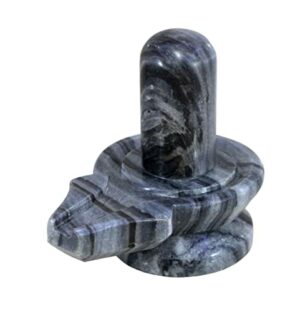 Baahubali Design Big Size (4.75") Grey/Black Natural Stone Shiva Lingam Shiv Ling Idol Murti for Daily Pooja Purpose