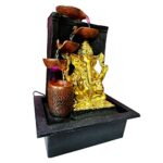 Ganesha Water Fountain Showpiece Idol for Home Living Room Temple Decor with LED Lights, 15 inches