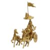 Arjun Chariot with Krishna & Hanuman Idol - Solid Brass Metal Showpiece