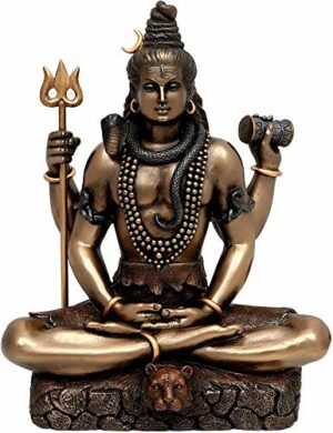 Resin Shiva Sitting with 4 Arms and Tripple Mala Showpiece, 21.5 X 17 X 10 cm, Multicolour, 1 Piece