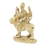 Brass Idol of Goddess Devi Durga Sherawali, 4x2x6 Inch, 850g
