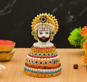 Polyresin Khatu Shyam Ji Statue | Shyam Baba Idol for Home Temple | Pooja Idols | Home Decor - Multicolor (4x3.5)(180 Grms.)