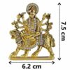 Goddess Maa Durga Sherawali MATA Idol on Lion (R-69) Gold Metal Statue for Car Dashboard | Mandir Pooja Murti | Temple Puja | Home Decor | Office Table Showpiece (L*B*H-6.2 x 1 x 7.5 Cm)