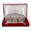 Silver Laxmi Ganesh Sarswati Idol Statue Oxidized Finish with Red Velvet Box Packing with Beautiful Carry Bag (14 cm X 25 cm X 5 cm)