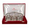 Silver Laxmi Ganesh Sarswati Idol Statue Oxidized Finish with Red Velvet Box Packing with Beautiful Carry Bag (14 cm X 25 cm X 5 cm)