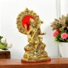 Gold Plated Saraswati Maa Metal Idol, Hindu Goddess Saraswati MATA Murti for Pooja Room Home Study Room Table Decorative,Showpiece Figurines,Religious Idol Gift