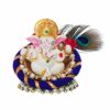 Lord Ganesha Idol on Decorative Handcrafted Floral Plate, Polyresin, Home and Office Decor