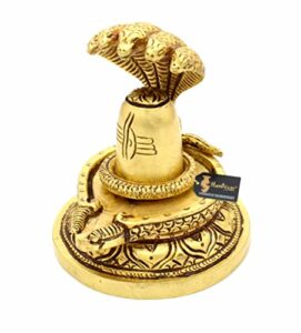Premium Brass Shivling with Sheshnaag, Standard, 1 Piece