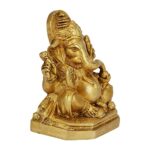 Brass Lord Ganesha Idol Sitting on Singhasan Metal Statue for Home Office Entrance Decor Diwali Pooja