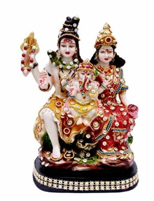Shiv Parivar God Idol,Shiv Parivar God Murti Figurine Religious Pooja Gift Items and Murti for Mandir/Temple/Home/Office (Stone Work) (HXWXL-19CMX13CMX7CM) Multicolor(Resin)