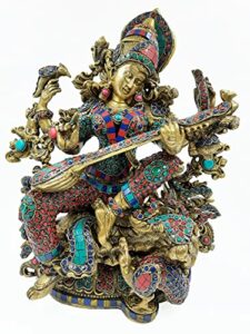 Brass Saraswati Big Size 40 cm x 33 cm x 17 cm