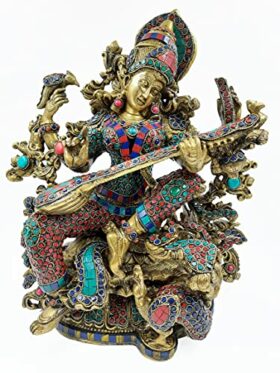 Brass Saraswati Big Size 40 cm x 33 cm x 17 cm