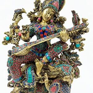 Brass Saraswati Big Size 40 cm x 33 cm x 17 cm