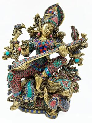 Brass Saraswati Big Size 40 cm x 33 cm x 17 cm