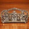 Silver Laxmi Ganesh Sarswati Idol Statue Oxidized Finish with Red Velvet Box Packing with Beautiful Carry Bag (14 cm X 25 cm X 5 cm)