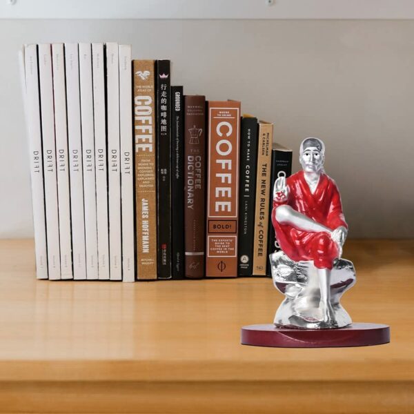 999 Silver Plated Sai Baba Decorative Showpiece Sai Baba Statue for Home Office Shiridi Baba Singhasan Idol for Car Dashboard Pooja Room & Gift Religious Figurines & Showpiece (6cmx5.5cmx6cm) - Image 3