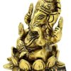 Brass Ganesha on Lotus Showpiece, Ganesha Murti, Ganesha Idol for Home, Ganesha Statue for Home Temple, Standard, Pack of 1
