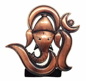 Lord OM Ganesh Idol | OM Ganesha Idol | Ganpati Vinayaka (Design-61) Brown Metal Statue for Car Dashboard | Mandir Murti | Home Decor | Office Table Showpiece (L*B*H-6.7 x 0.3 x 6.2 Cm)
