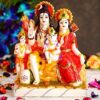 Marble Dust Lord Shiv Parivar Family Murti Statue with Kartik Idol 9 Inch Multicolor