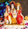 Marble Dust Lord Shiv Parivar Family Murti Statue with Kartik Idol 9 Inch Multicolor