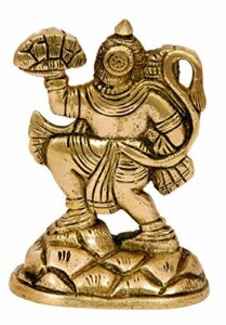 Brass Lord Hanuman Idol Statue Bajrang Bali Murti Showpiece, Height 10 cm, Gold Antique, 1 Piece