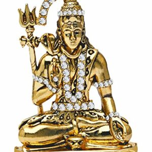 Lord Shiv Idol Shiva Statue Shankar Murti (B-44) Antique Gold Metal Statue for Home D?cor Car Dashboard Mandir Pooja Murti Temple Puja Office Table Showpiece