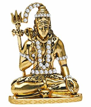 Lord Shiv Idol Shiva Statue Shankar Murti (B-44) Antique Gold Metal Statue for Home D?cor Car Dashboard Mandir Pooja Murti Temple Puja Office Table Showpiece